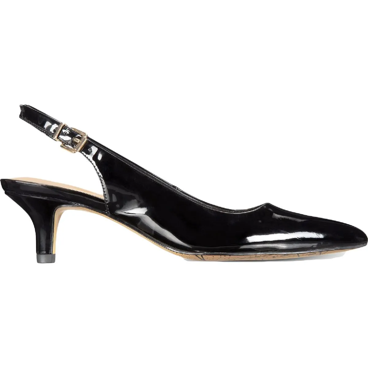Scarlett II Womens Patent Pointed Toe Kitten Heels