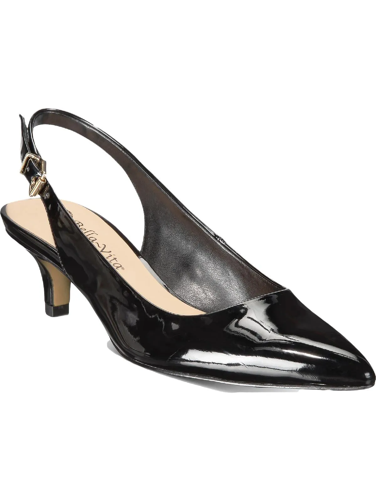 Scarlett II Womens Patent Pointed Toe Kitten Heels