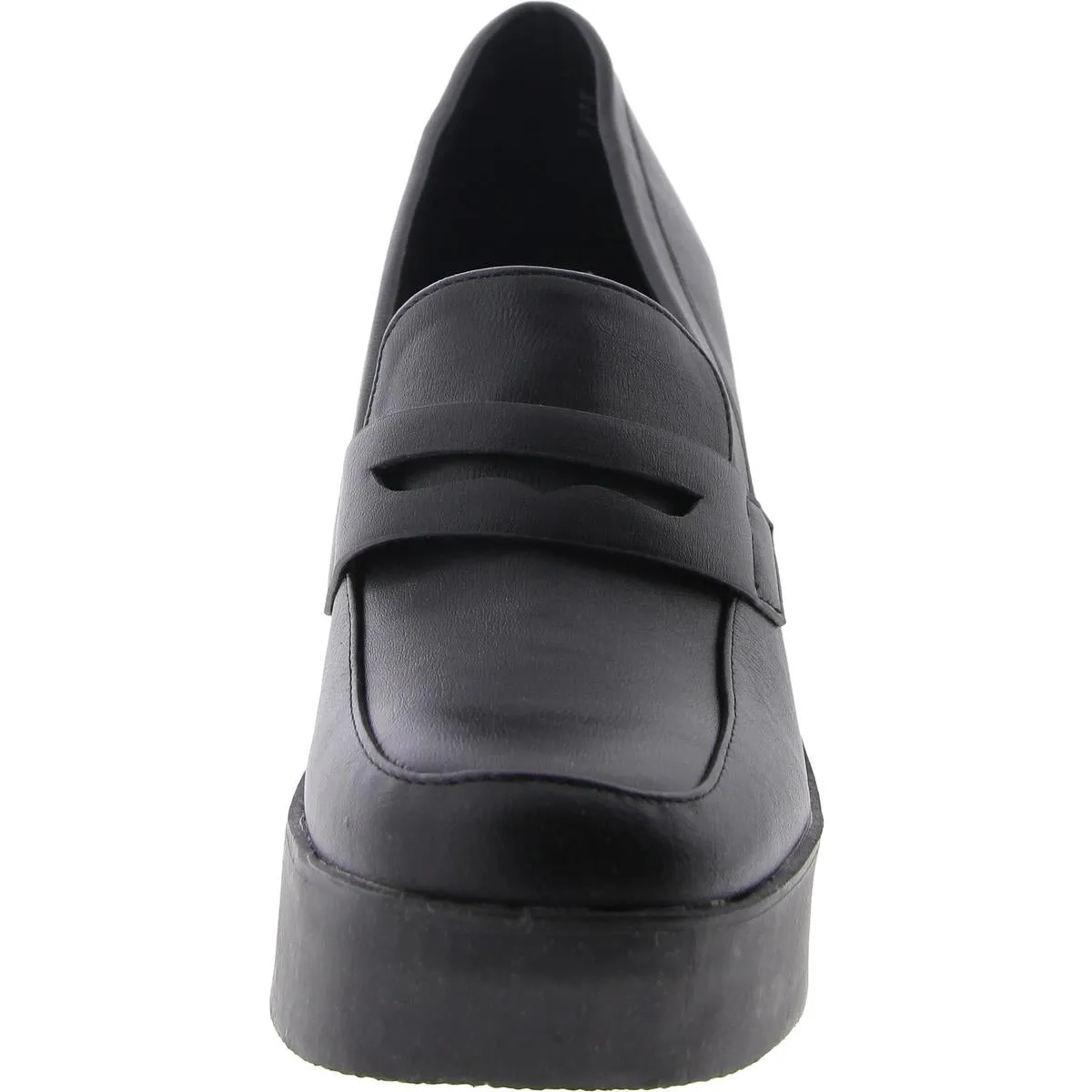 Sedina Womens Faux Leather Slip On Loafer Heels