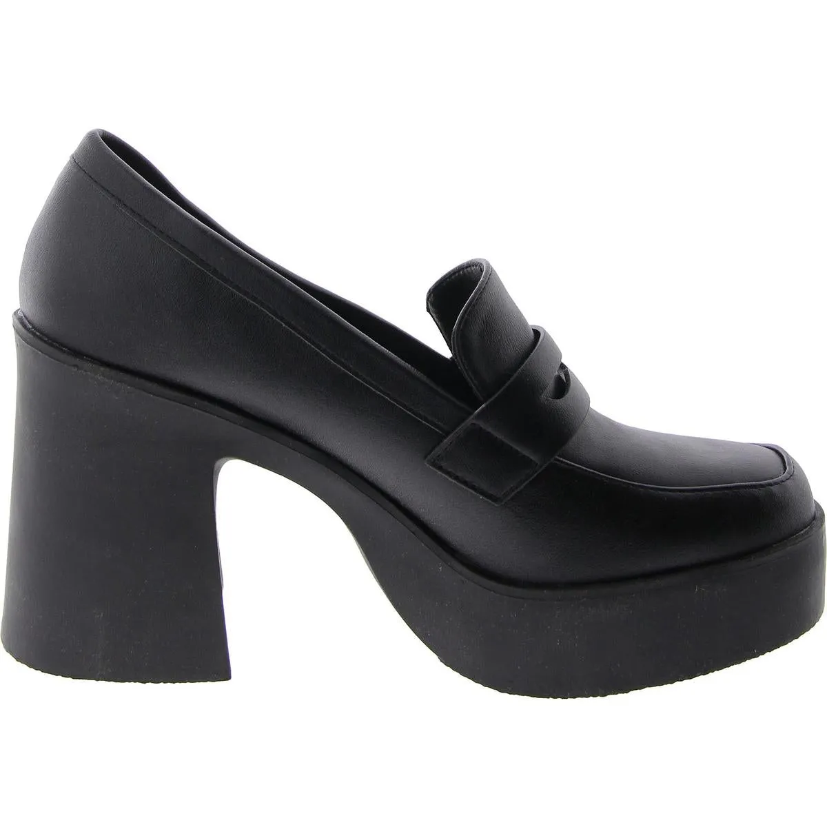 Sedina Womens Faux Leather Slip On Loafer Heels
