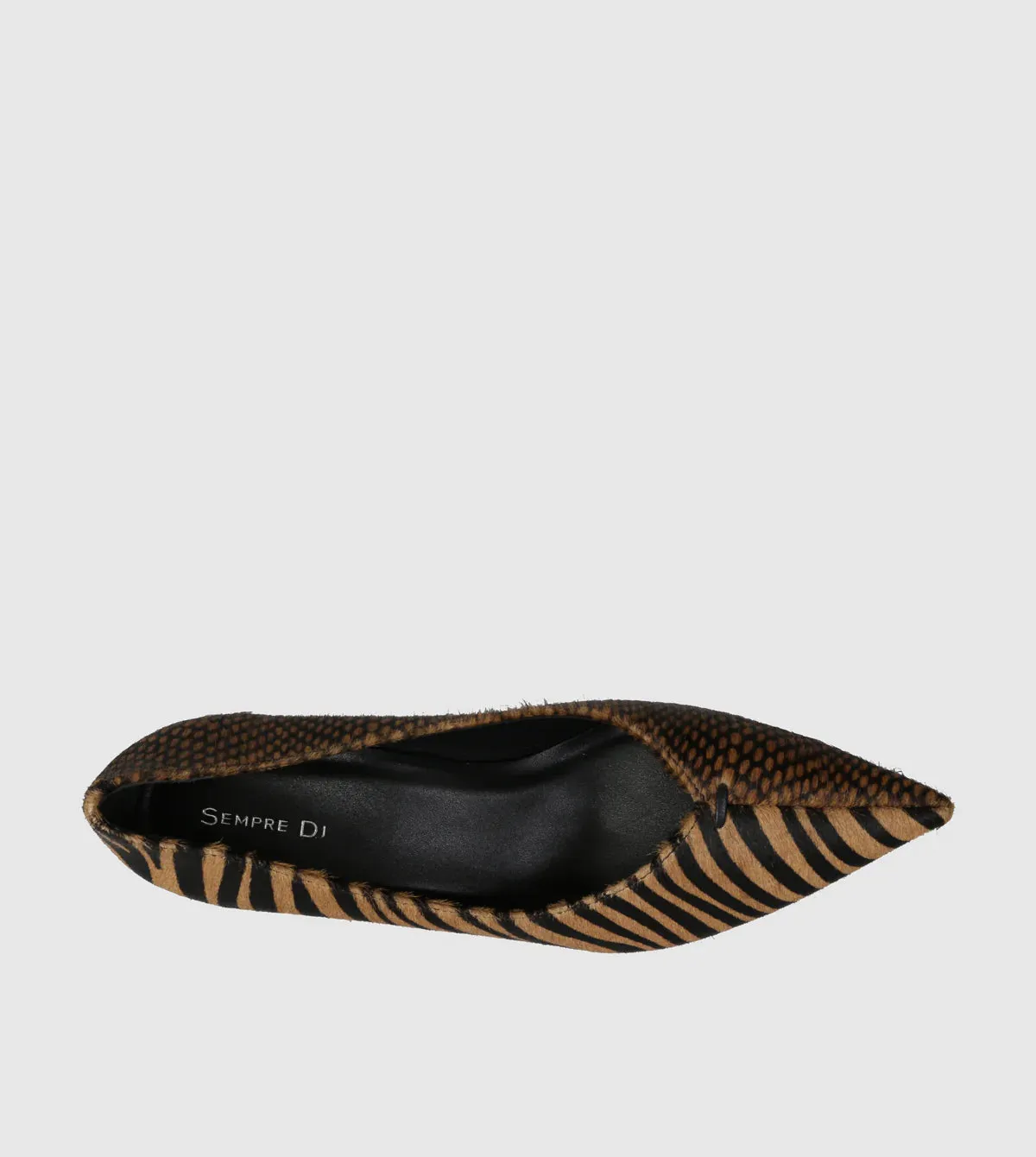 Sempre Di Celia Heels Caramel Zebra/Snake