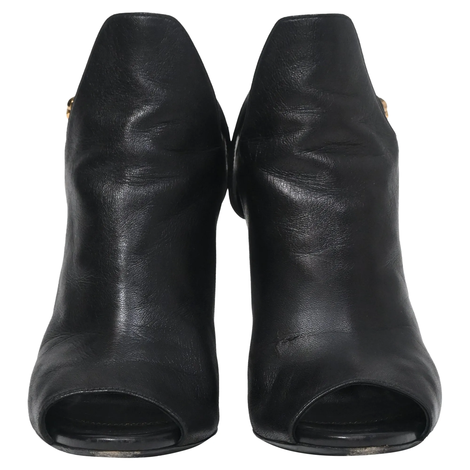 Sergio Rossi Peep-Toe Slingback Pumps in Black Leather