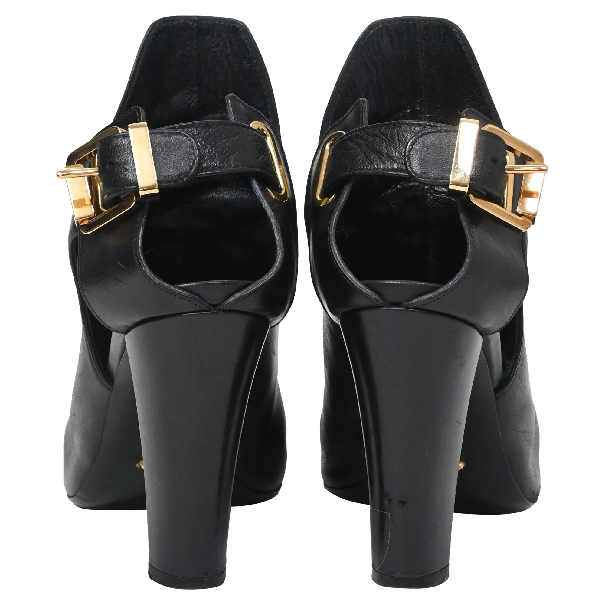 Sergio Rossi Peep-Toe Slingback Pumps in Black Leather
