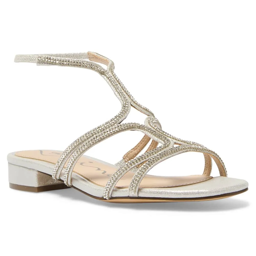 Sharyn Heel in Silver Shimmer Suedette
