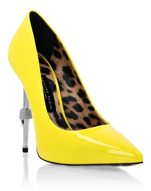 Skull Heel Patent Leather Pumps