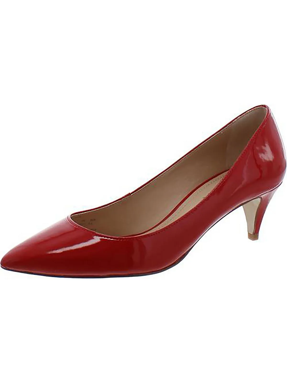 Sloane Womens Patent Leather Pointed Toe Kitten Heels