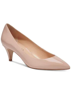 Sloane Womens Patent Leather Pointed Toe Kitten Heels