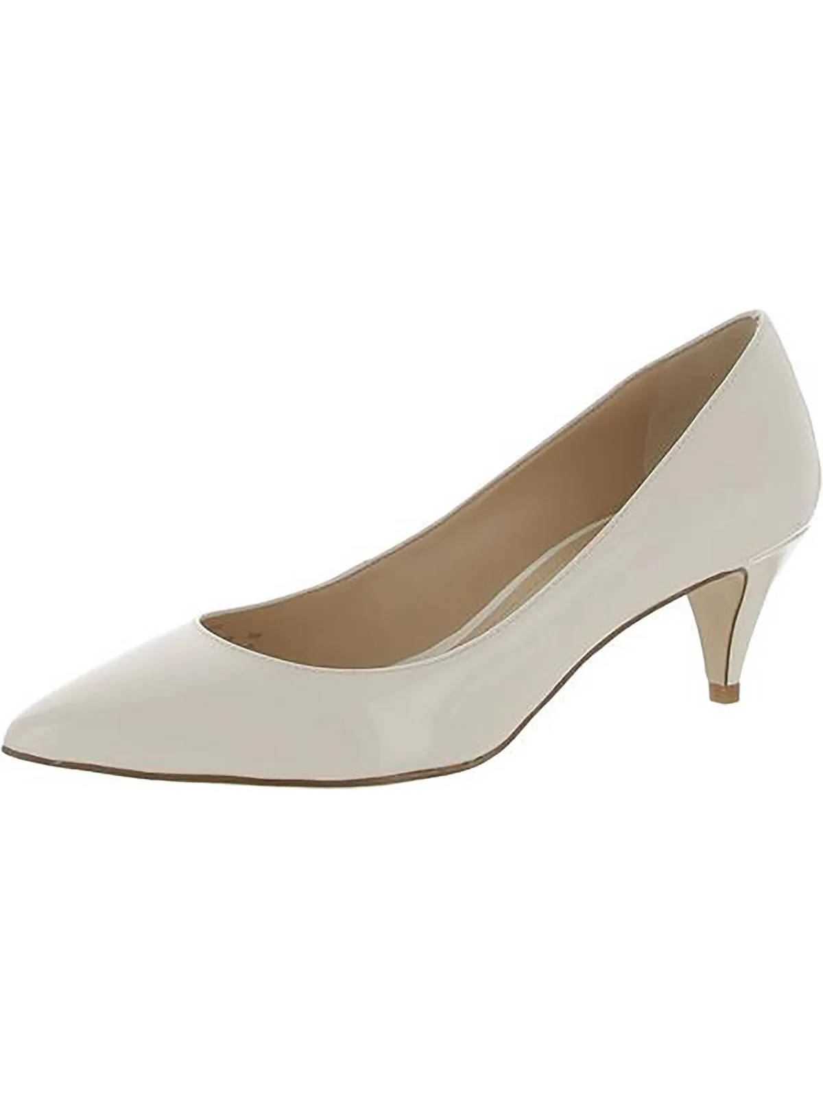Sloane Womens Patent Leather Pointed Toe Kitten Heels