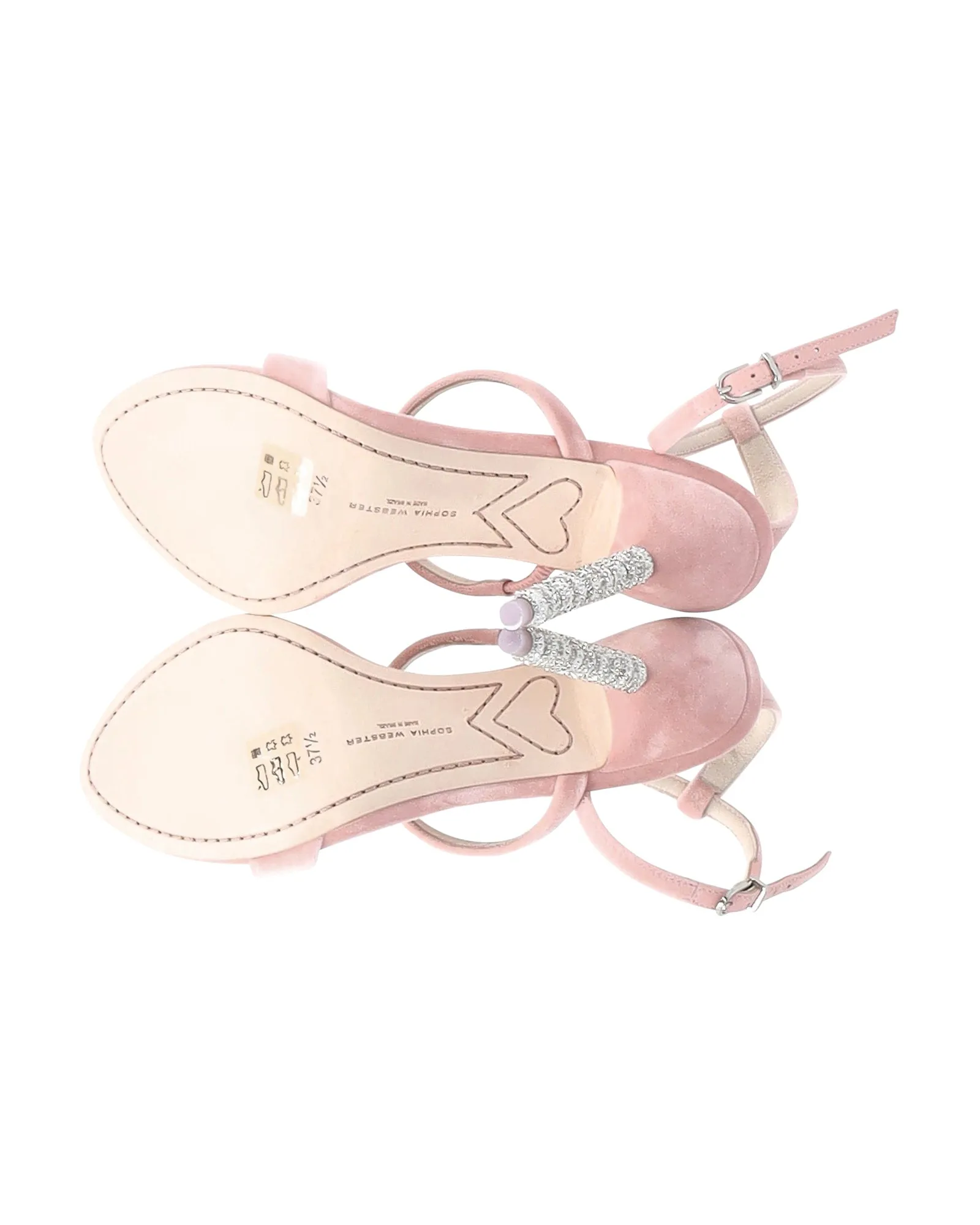 Sophia Webster Rosalind Crystal Heel Ankle Strap Sandals in Pink Velvet