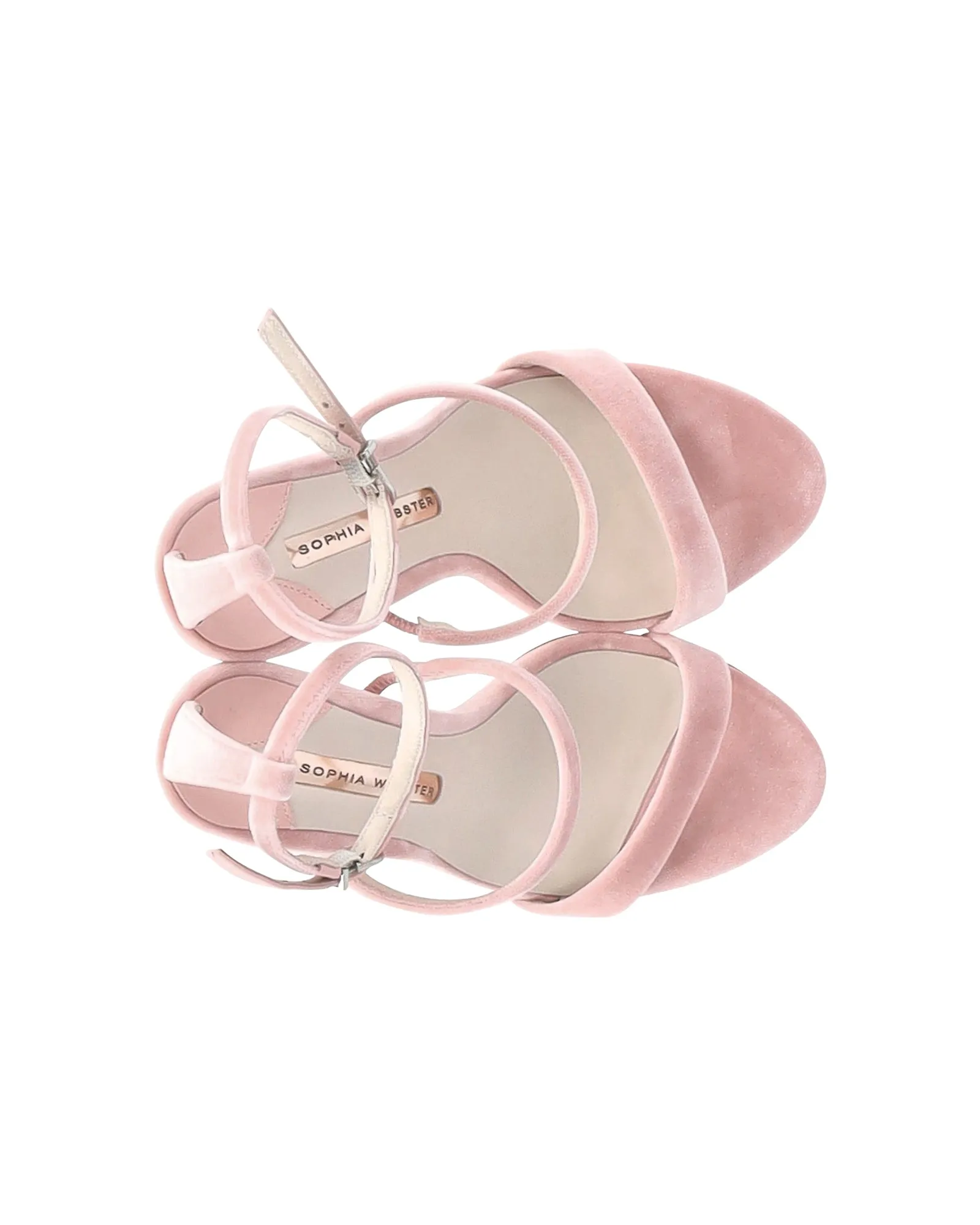 Sophia Webster Rosalind Crystal Heel Ankle Strap Sandals in Pink Velvet