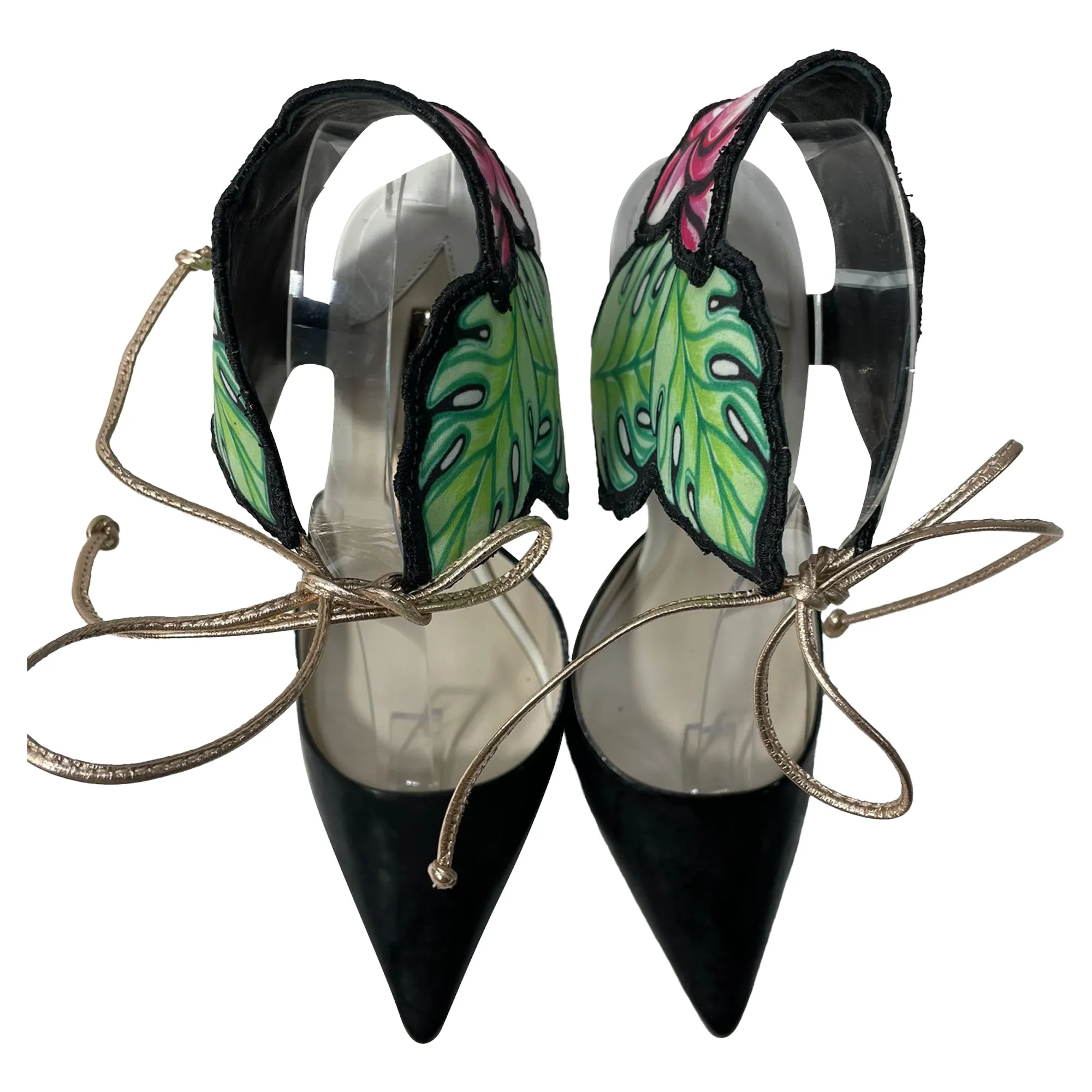 Sophia Webster Rousseau Jungle Ankle Tie Pumps in Multicolor Leather