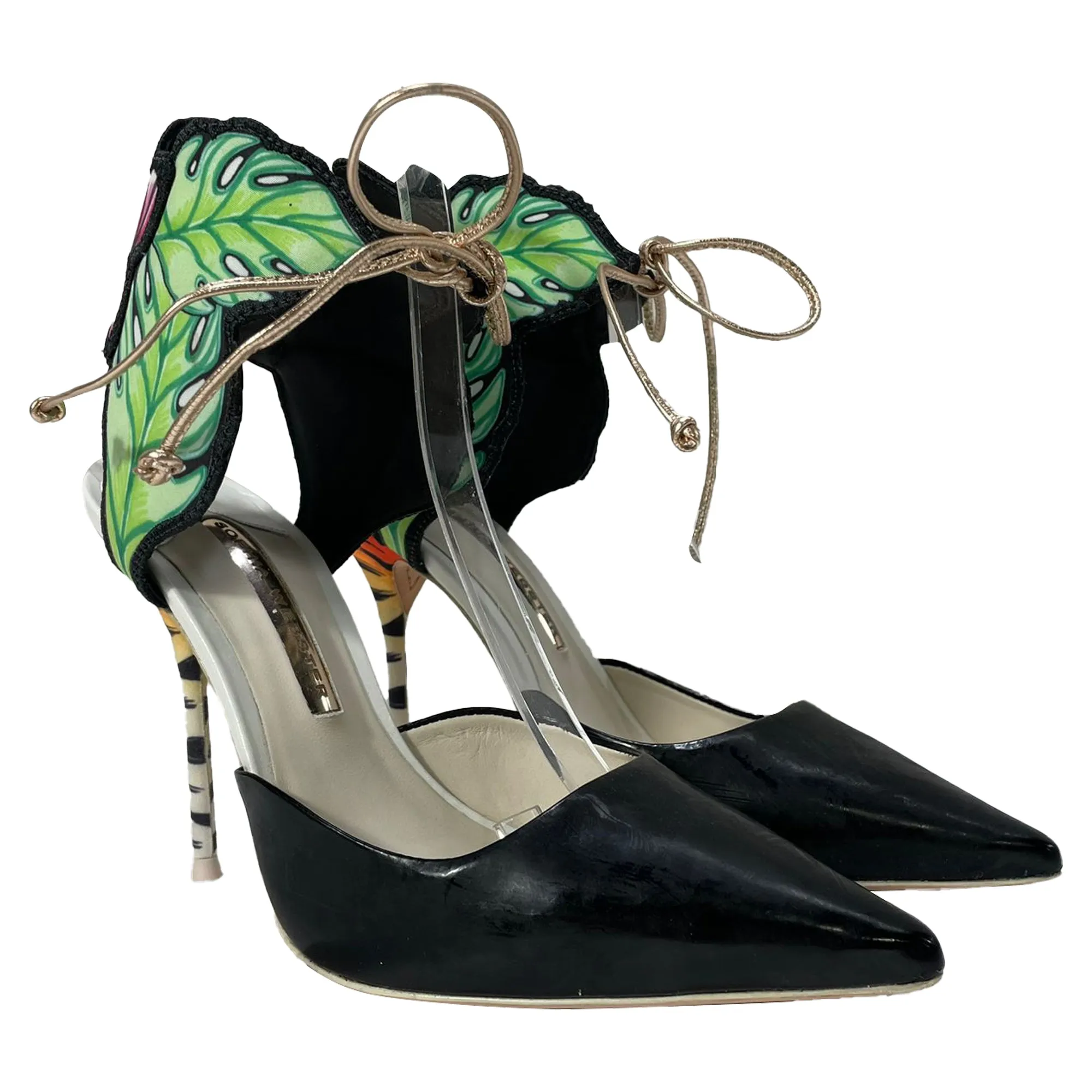 Sophia Webster Rousseau Jungle Ankle Tie Pumps in Multicolor Leather