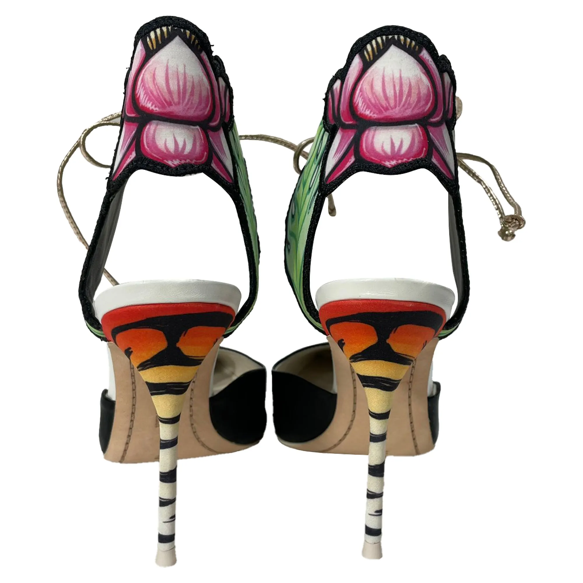 Sophia Webster Rousseau Jungle Ankle Tie Pumps in Multicolor Leather
