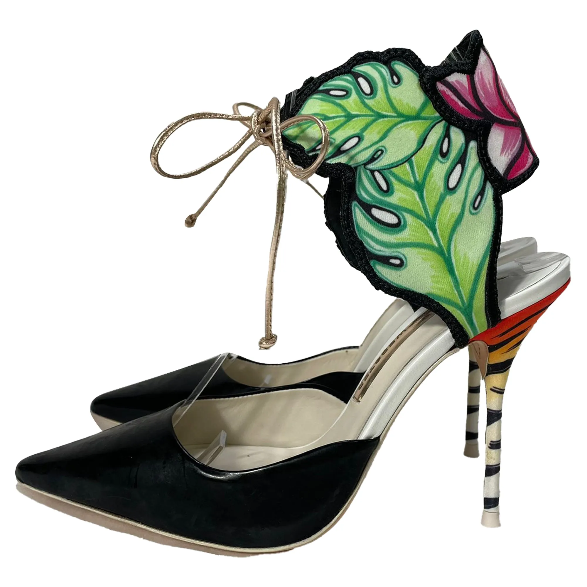 Sophia Webster Rousseau Jungle Ankle Tie Pumps in Multicolor Leather