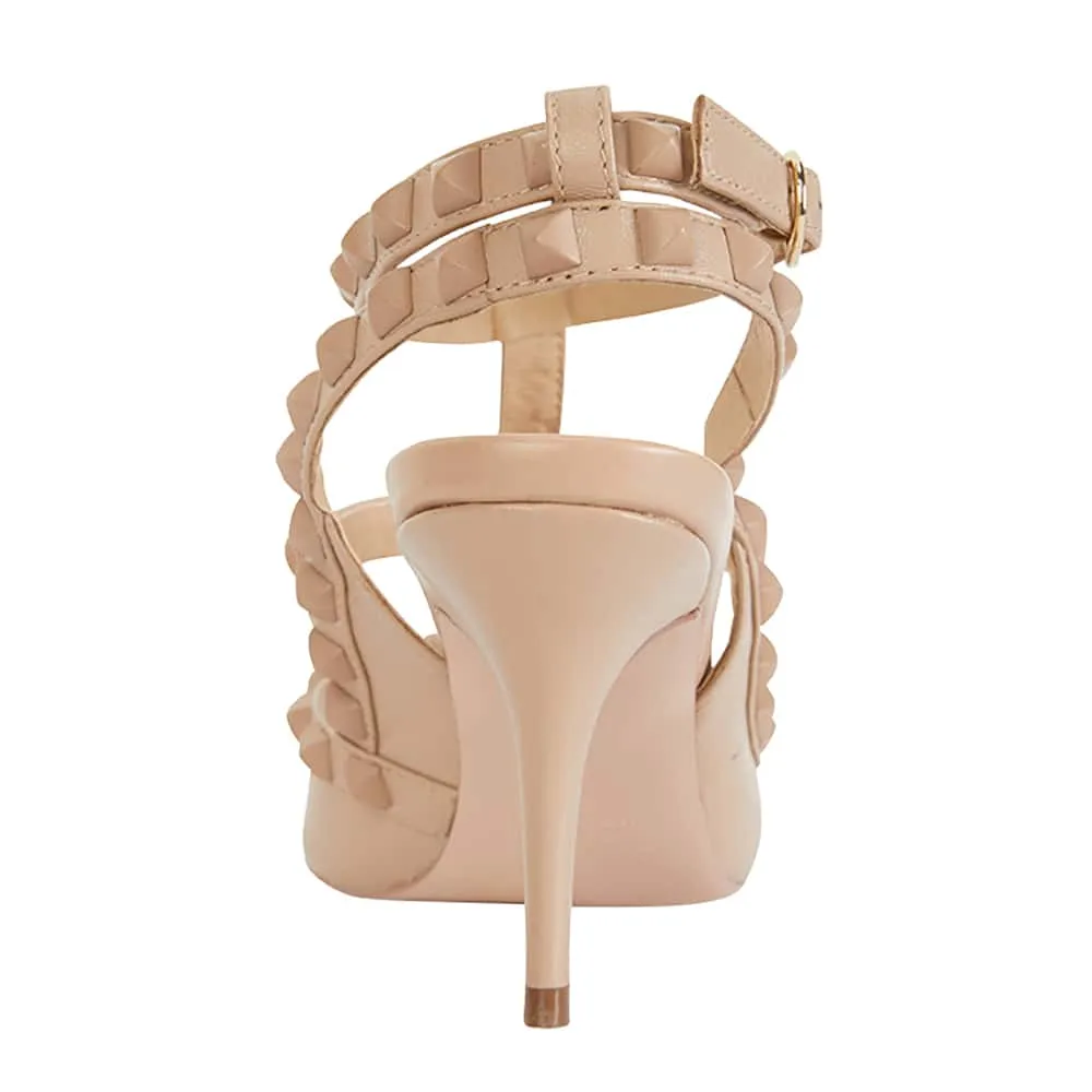 Sphinx Heel in Nude And Matte Leather