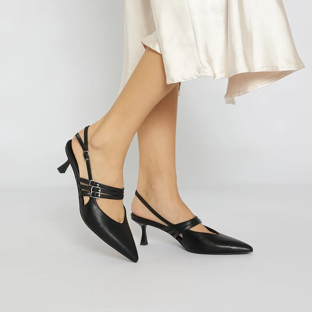 Stacey Heel in Black Smooth