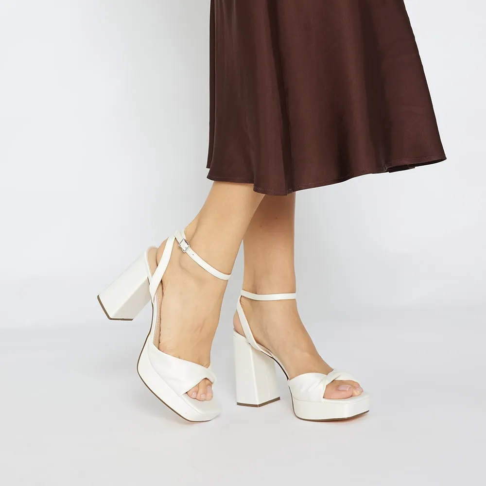 Stacie Heel in Ivory Satin