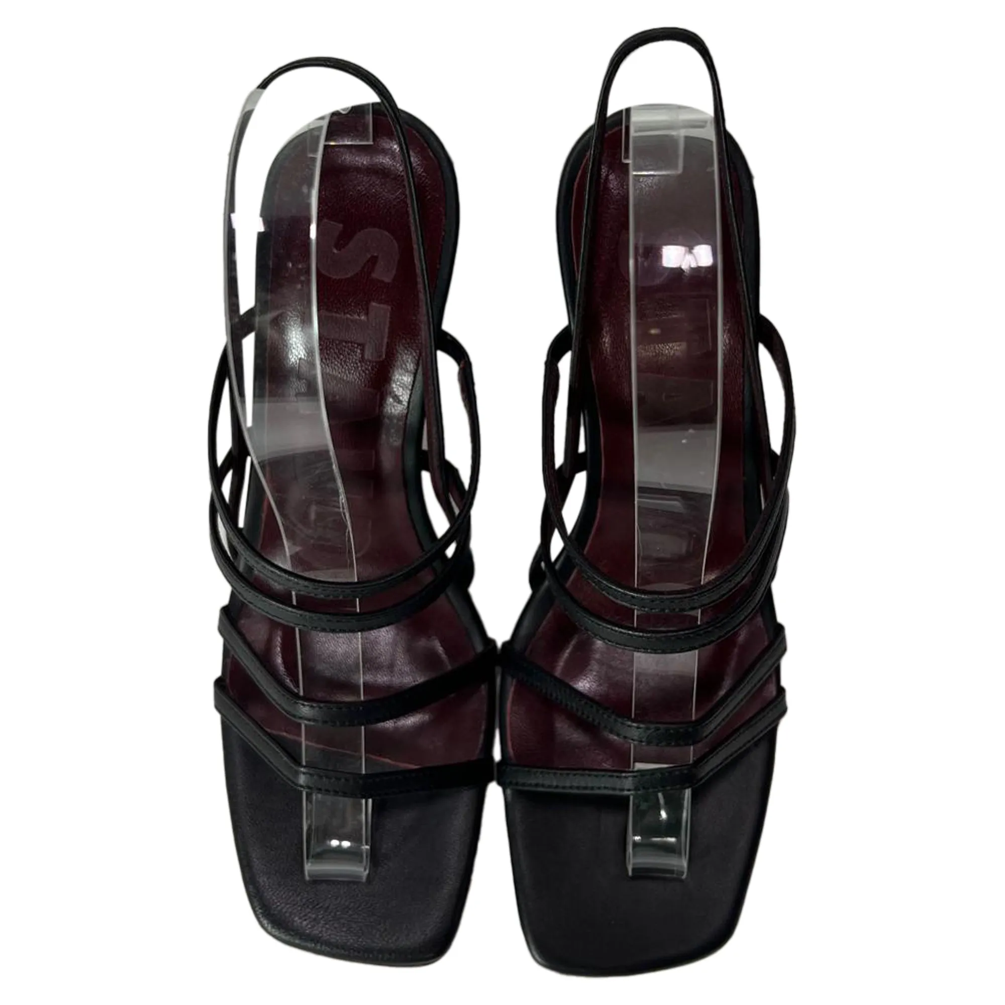 Staud Anise 100 Slingback  Sandals in Black Leather