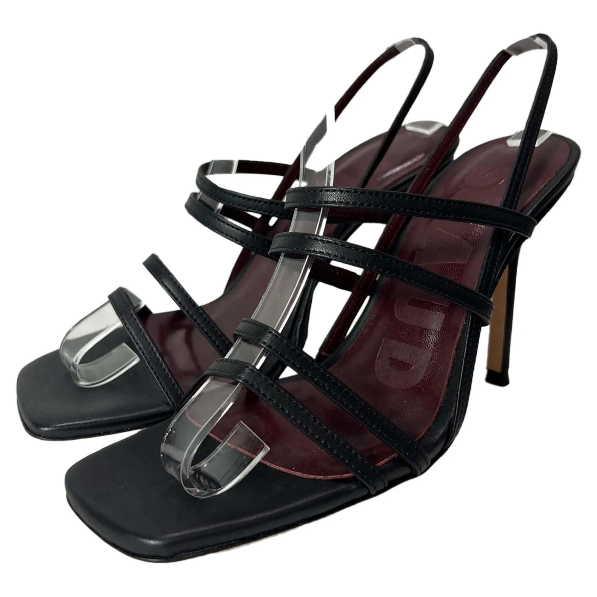 Staud Anise 100 Slingback  Sandals in Black Leather