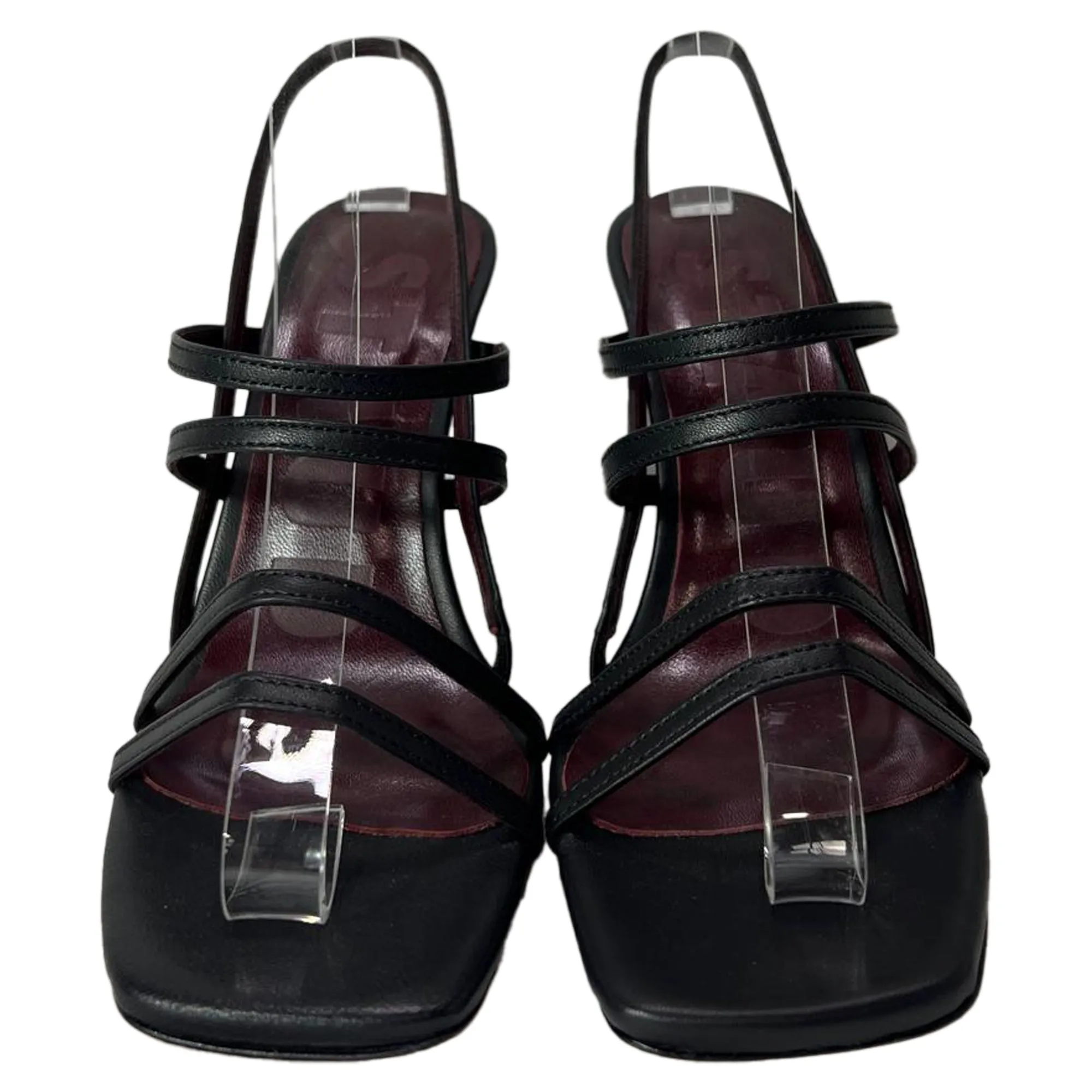 Staud Anise 100 Slingback  Sandals in Black Leather