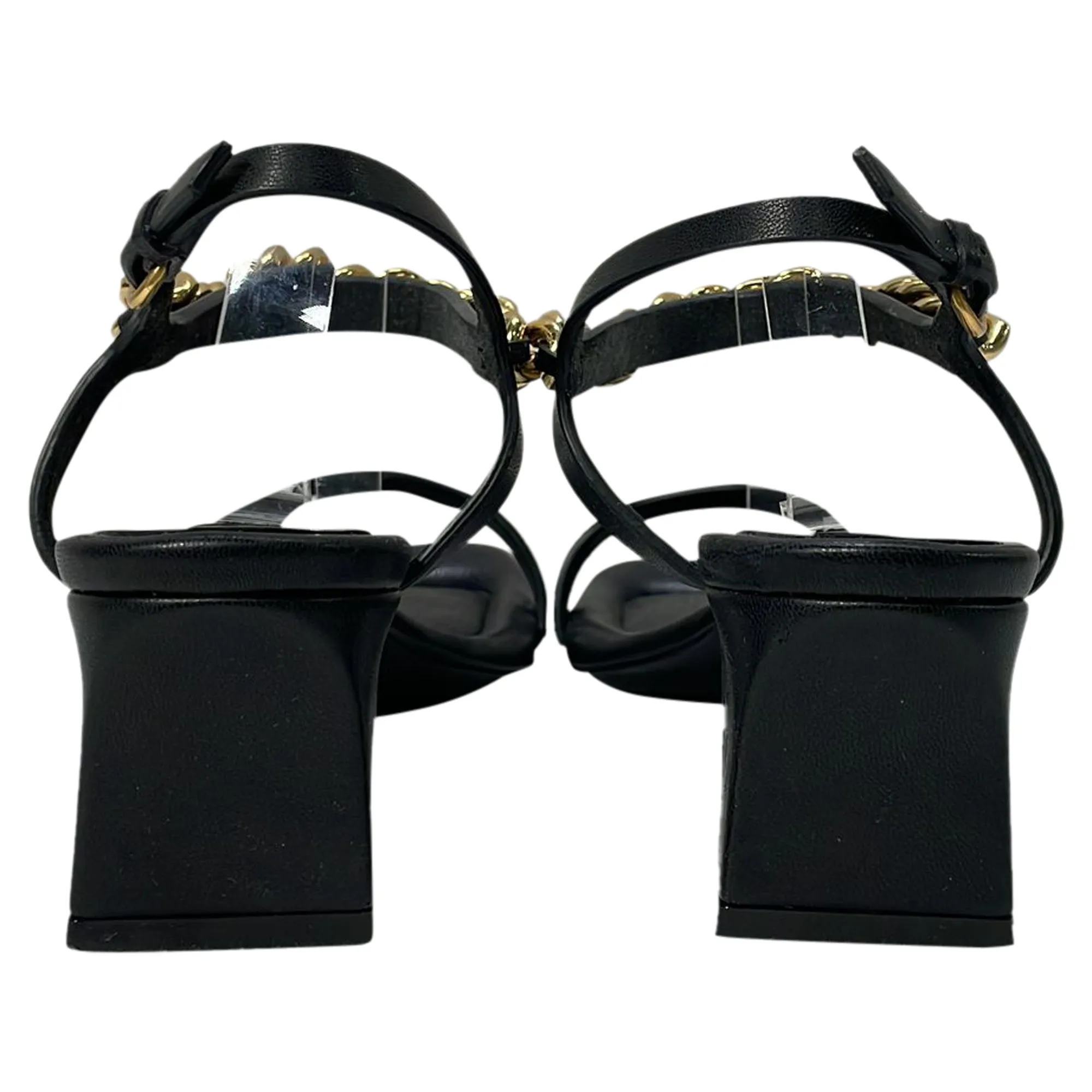 Stella Mccartney Falabella Chain Slingback Sandal Heels in Black Leather