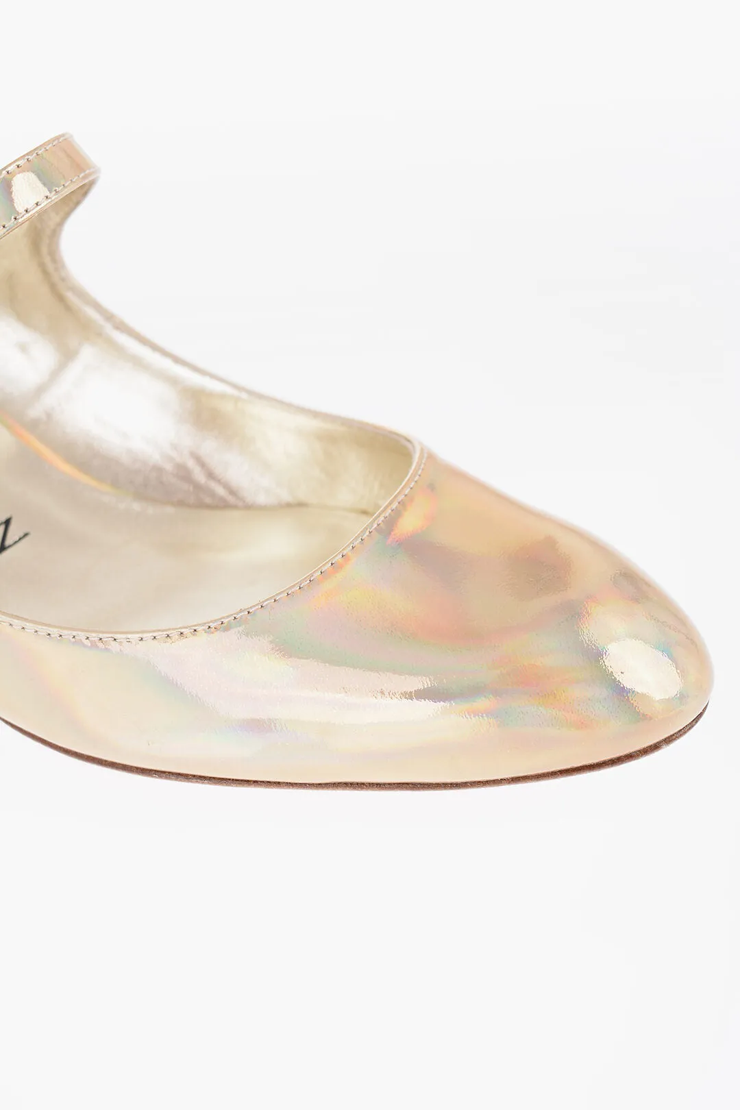 Stuart Weitzman Iridescent Effcet Leather Vivienne Mary Jane Pumps With Heel