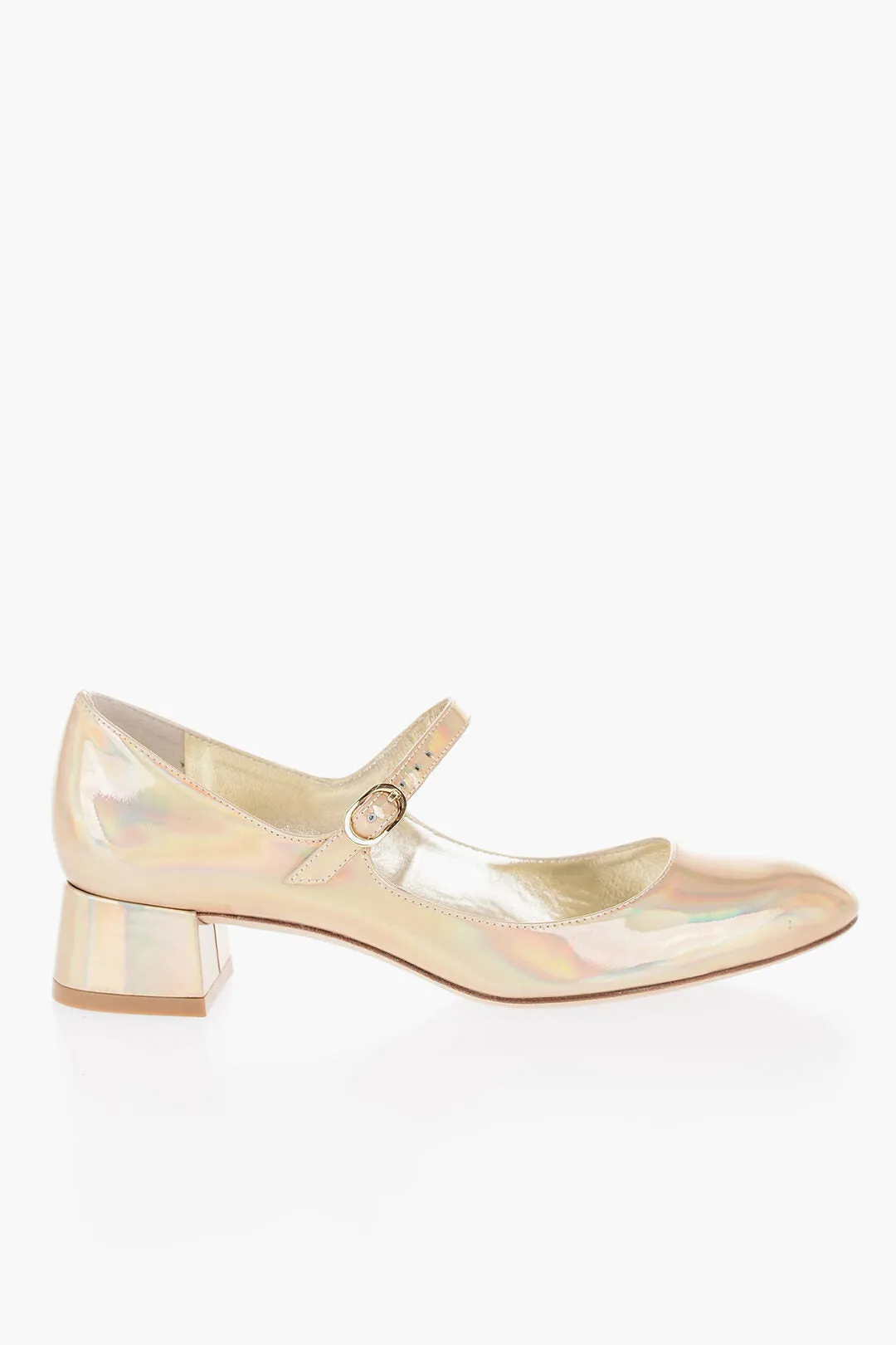 Stuart Weitzman Iridescent Effcet Leather Vivienne Mary Jane Pumps With Heel