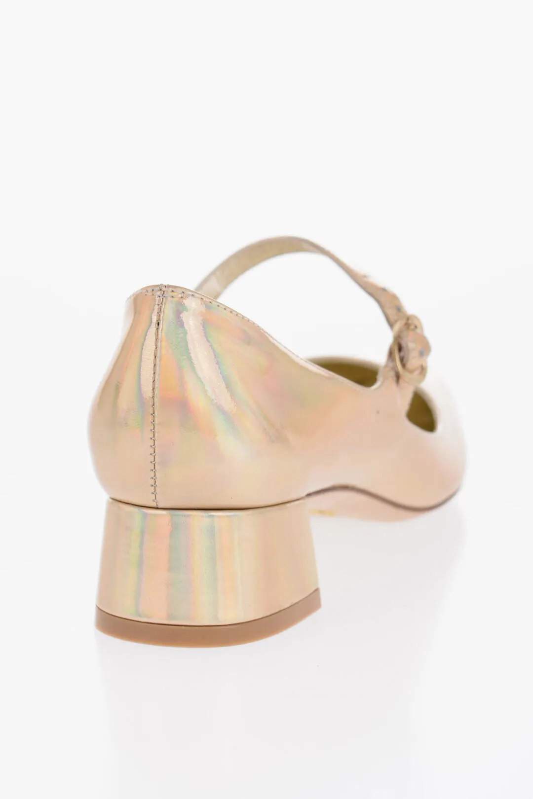 Stuart Weitzman Iridescent Effcet Leather Vivienne Mary Jane Pumps With Heel