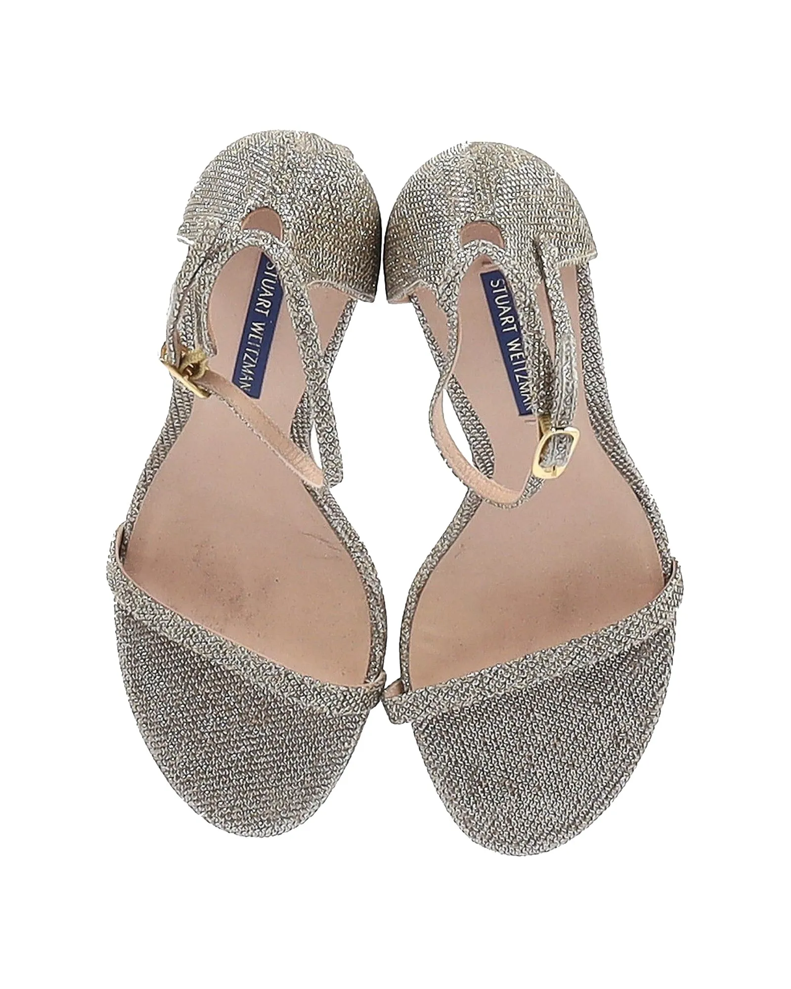 Stuart Weitzman Nudist Sandals in Gold Synthetic