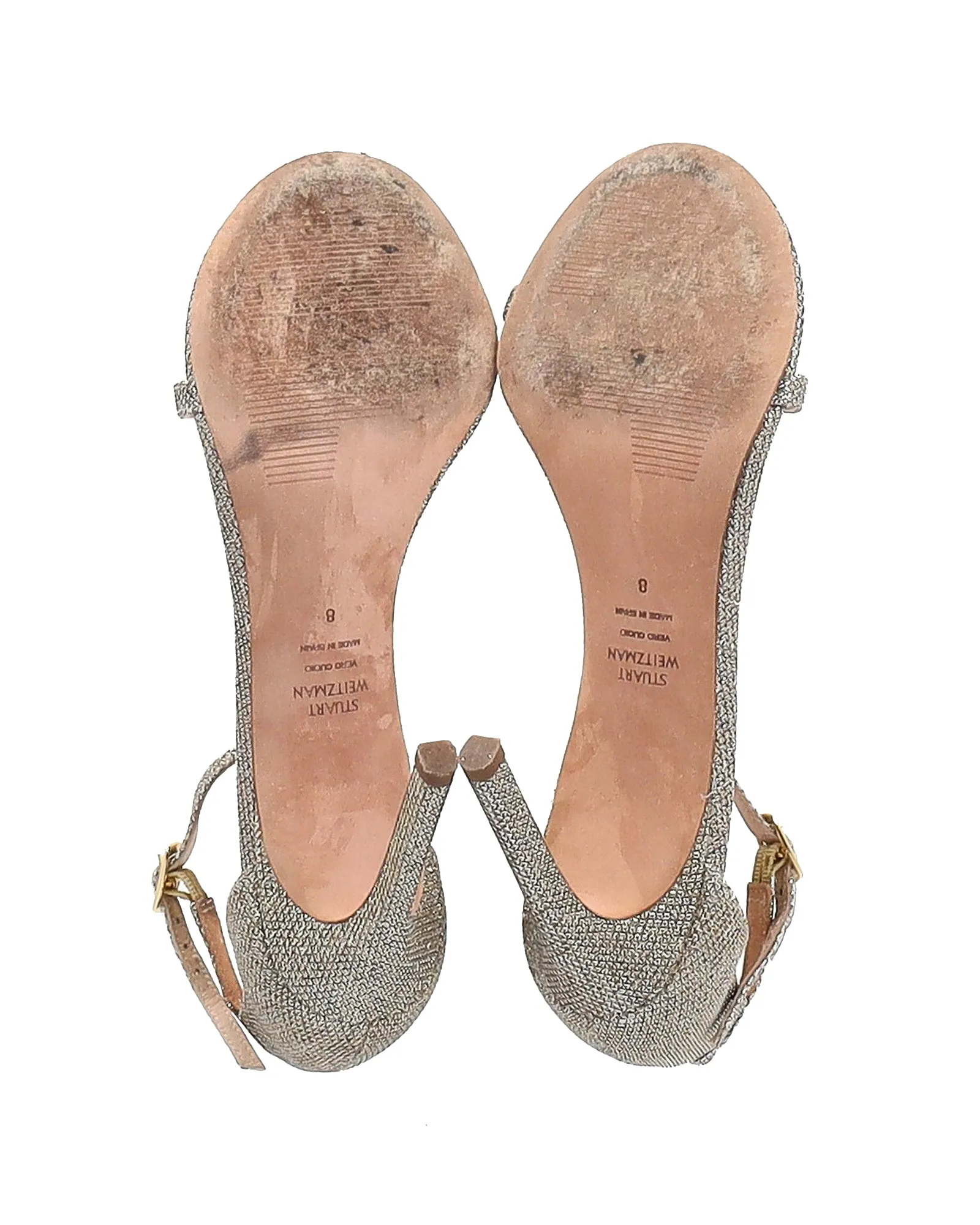 Stuart Weitzman Nudist Sandals in Gold Synthetic