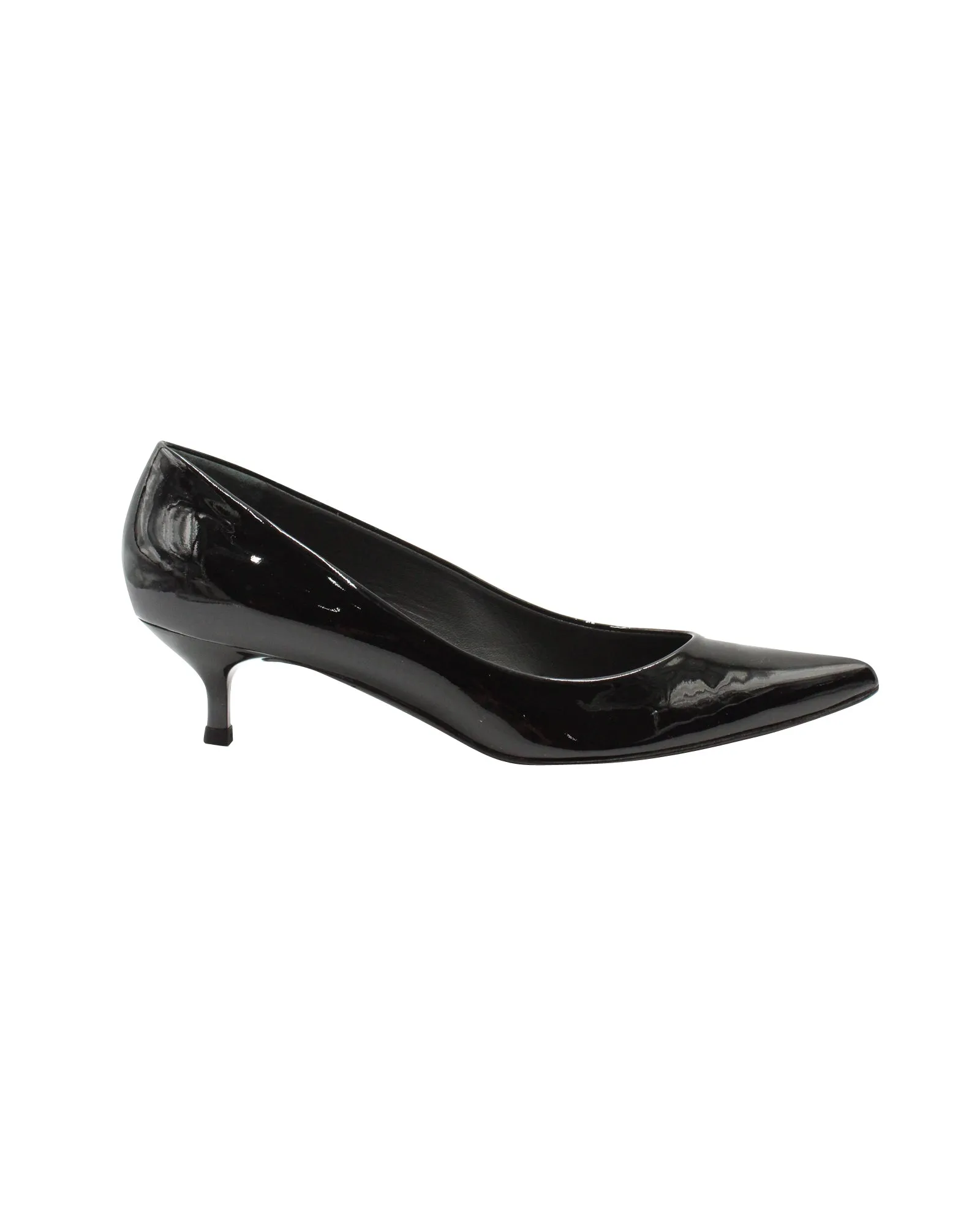 Stuart Weitzman Pointed Toe Pumps in Black Patent Leather