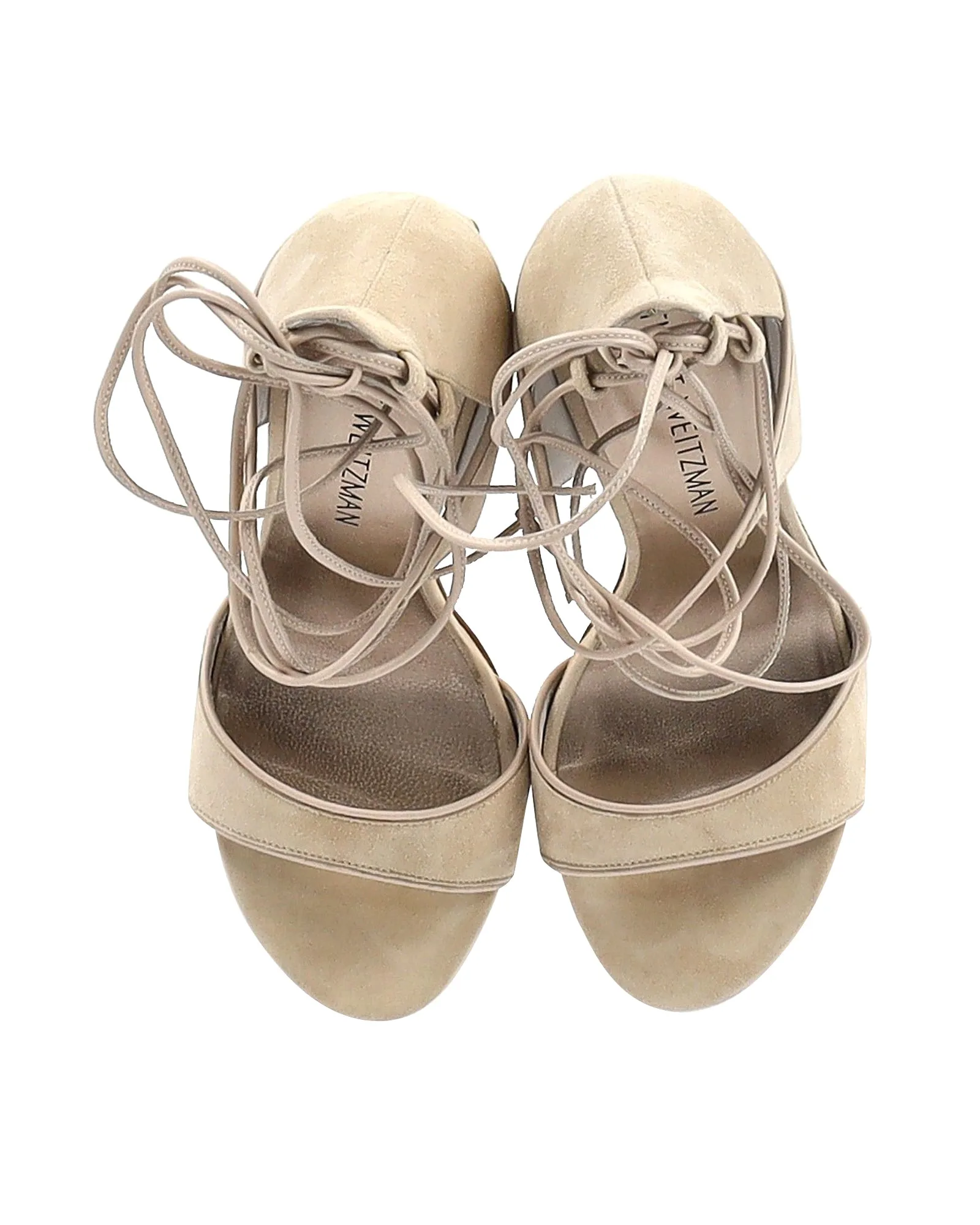 Stuart Weitzman Skydive Sandals in Cream Suede
