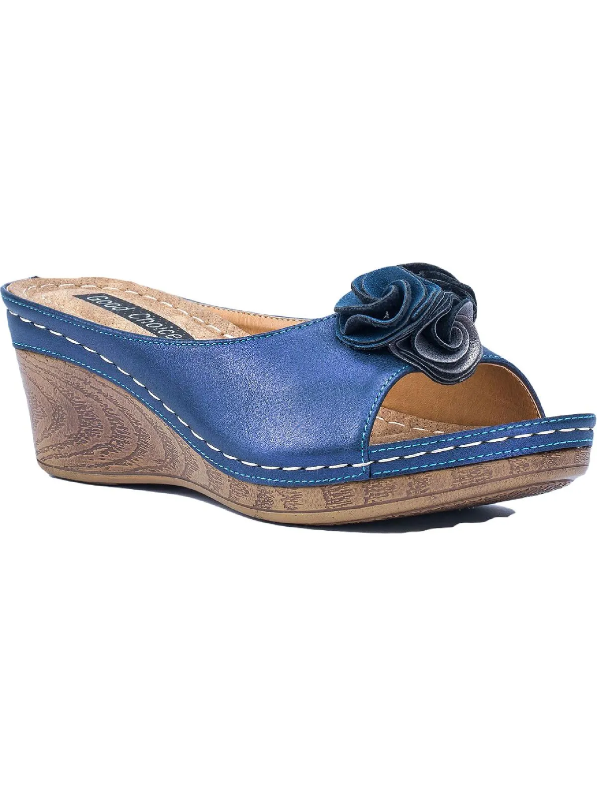 Sydney Womens Slip On Floral Slide Sandals