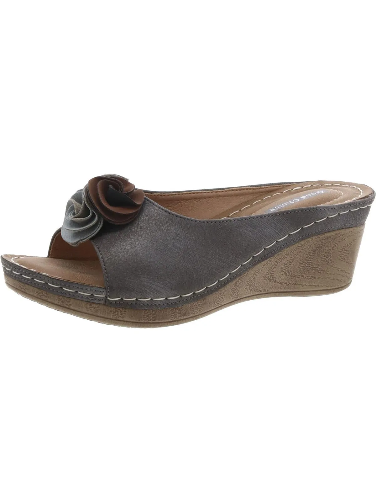 Sydney Womens Slip On Floral Slide Sandals
