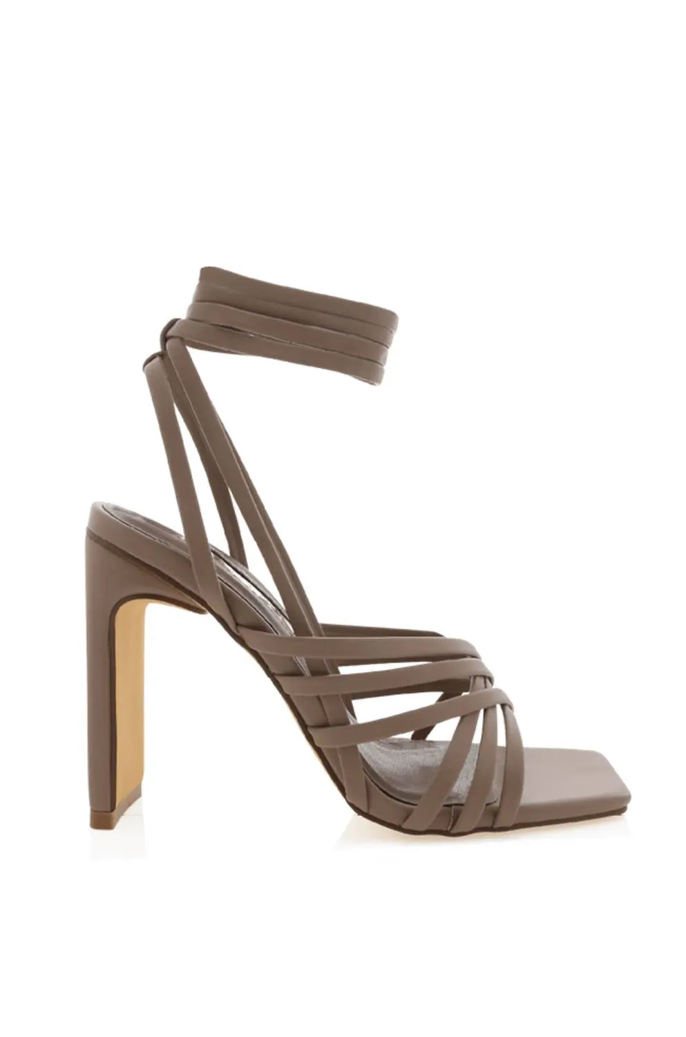 Tahana Taupe Strappy Heel In Pecan