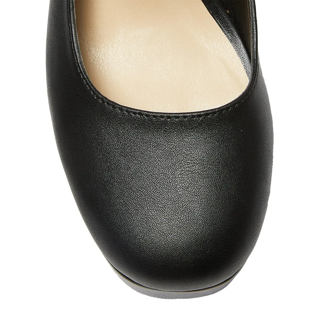 Tate Heel in Black Smooth