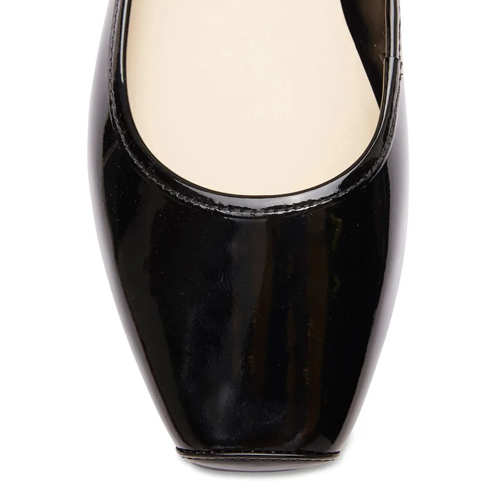 Teak Heel in Black Patent