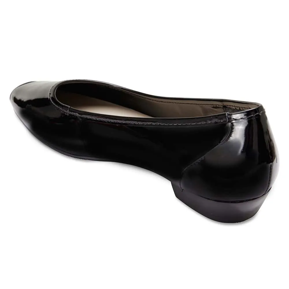 Teak Heel in Black Patent