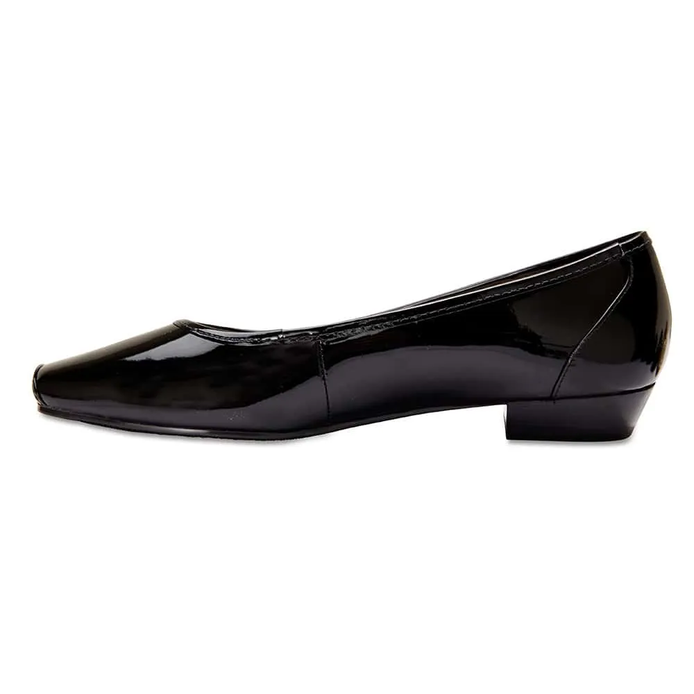 Teak Heel in Black Patent