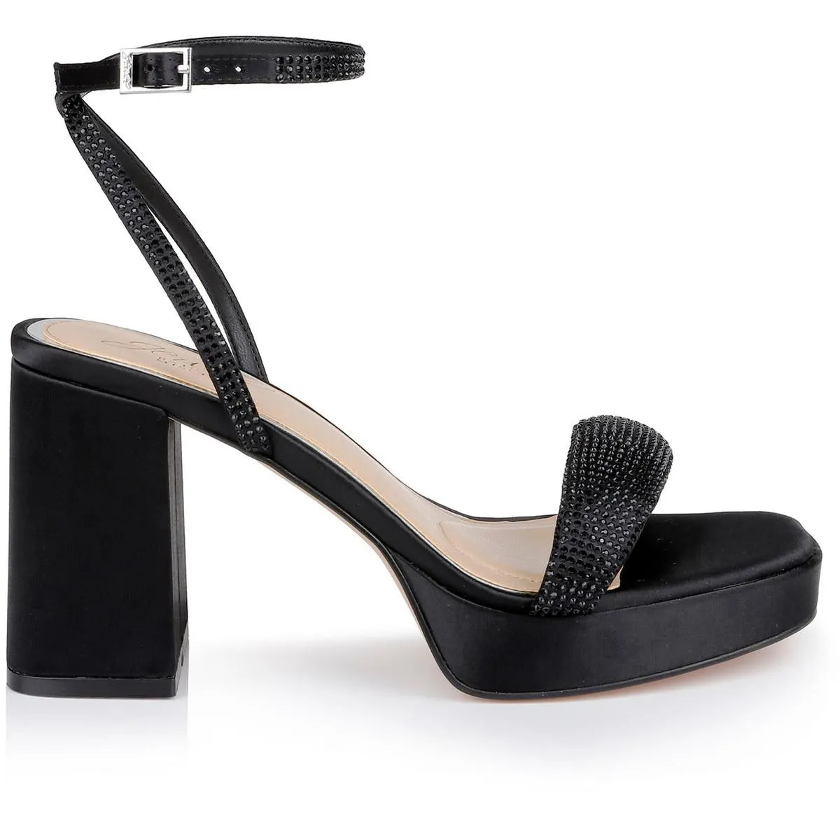 Teddi Womens Embellished Textured Block Heels