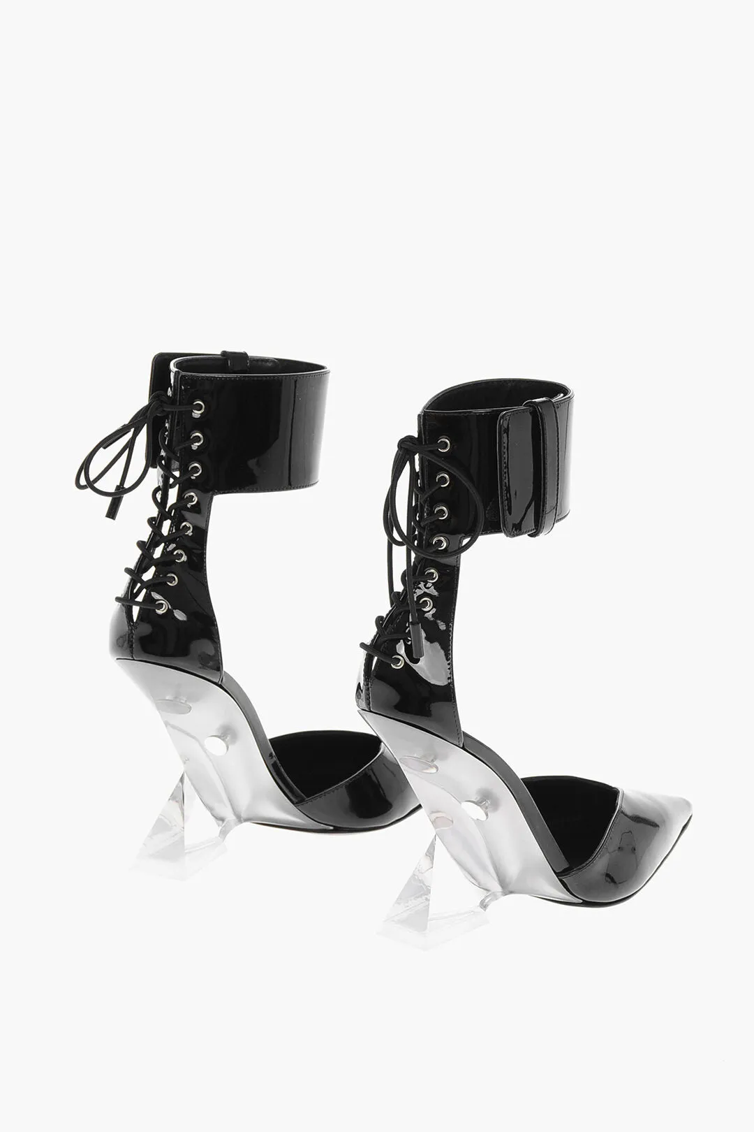 The Attico Patent Leather Morgan Pumps With Ankle Strap 10.5Cm