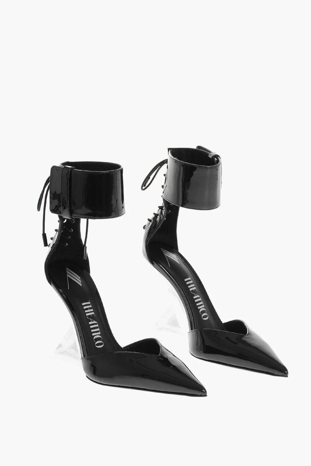 The Attico Patent Leather Morgan Pumps With Ankle Strap 10.5Cm