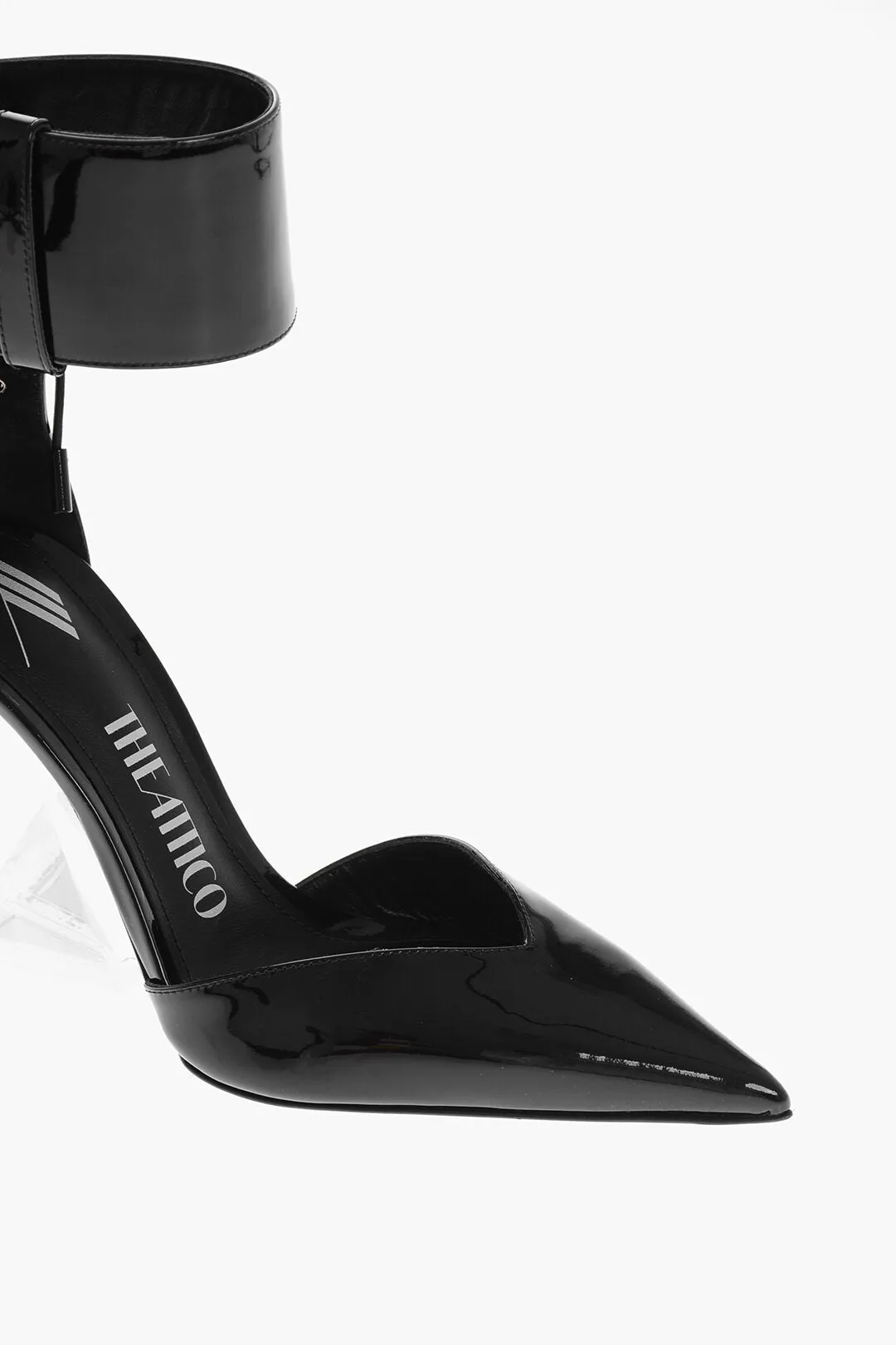 The Attico Patent Leather Morgan Pumps With Ankle Strap 10.5Cm