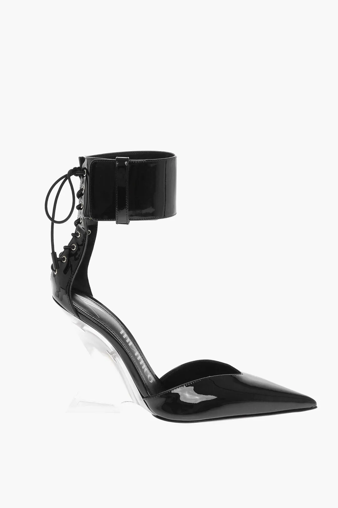 The Attico Patent Leather Morgan Pumps With Ankle Strap 10.5Cm