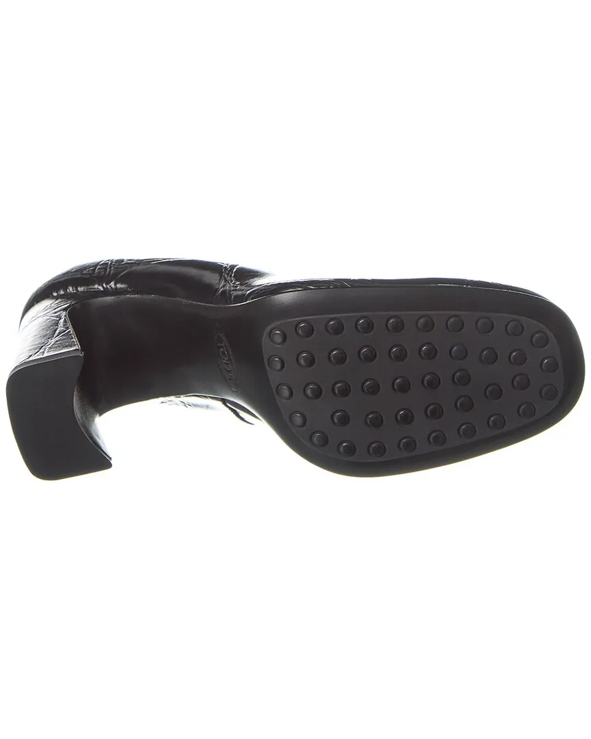 TODs Embossed Leather Pump