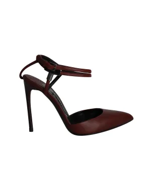 Tom Ford Double Ankle Strap Pumps in Maroon Leather