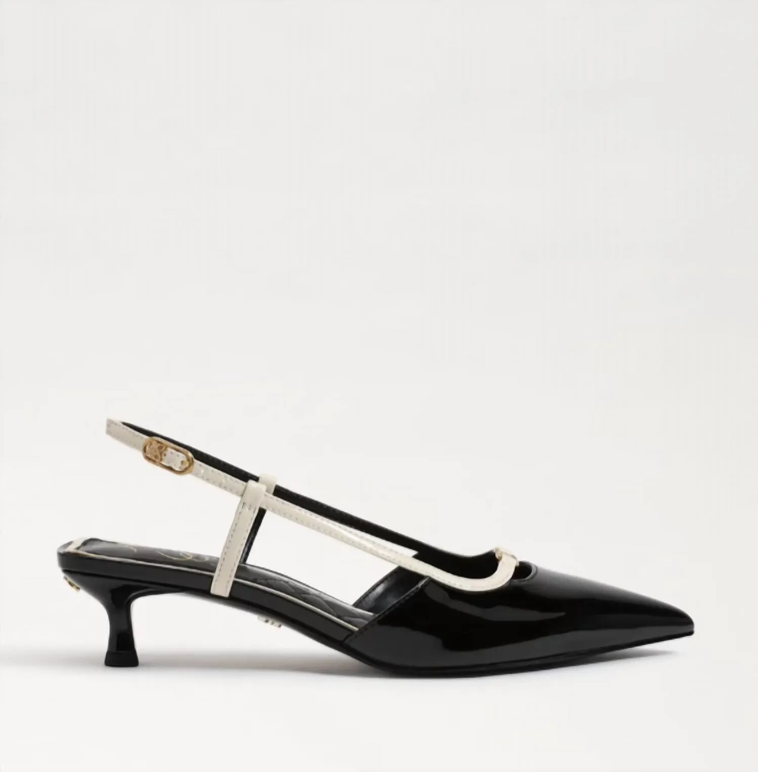 Toni Slingback Kitten Heel In Black/alpine White Patent