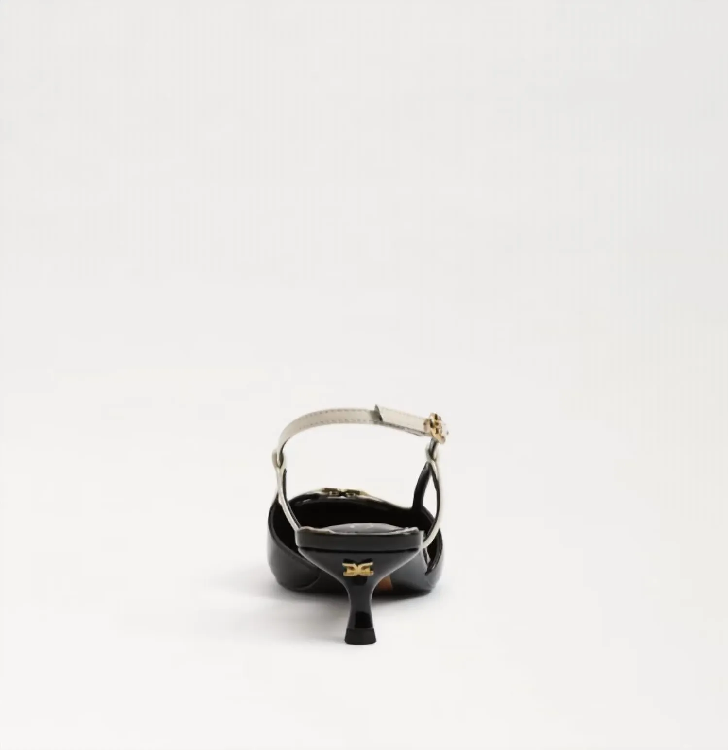Toni Slingback Kitten Heel In Black/alpine White Patent