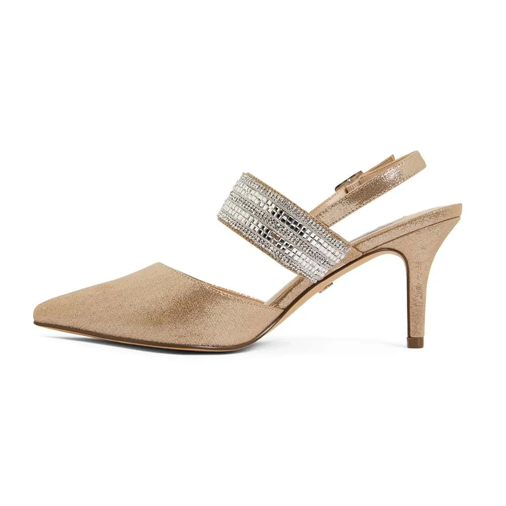 Treena Heel in Taupe Fabric