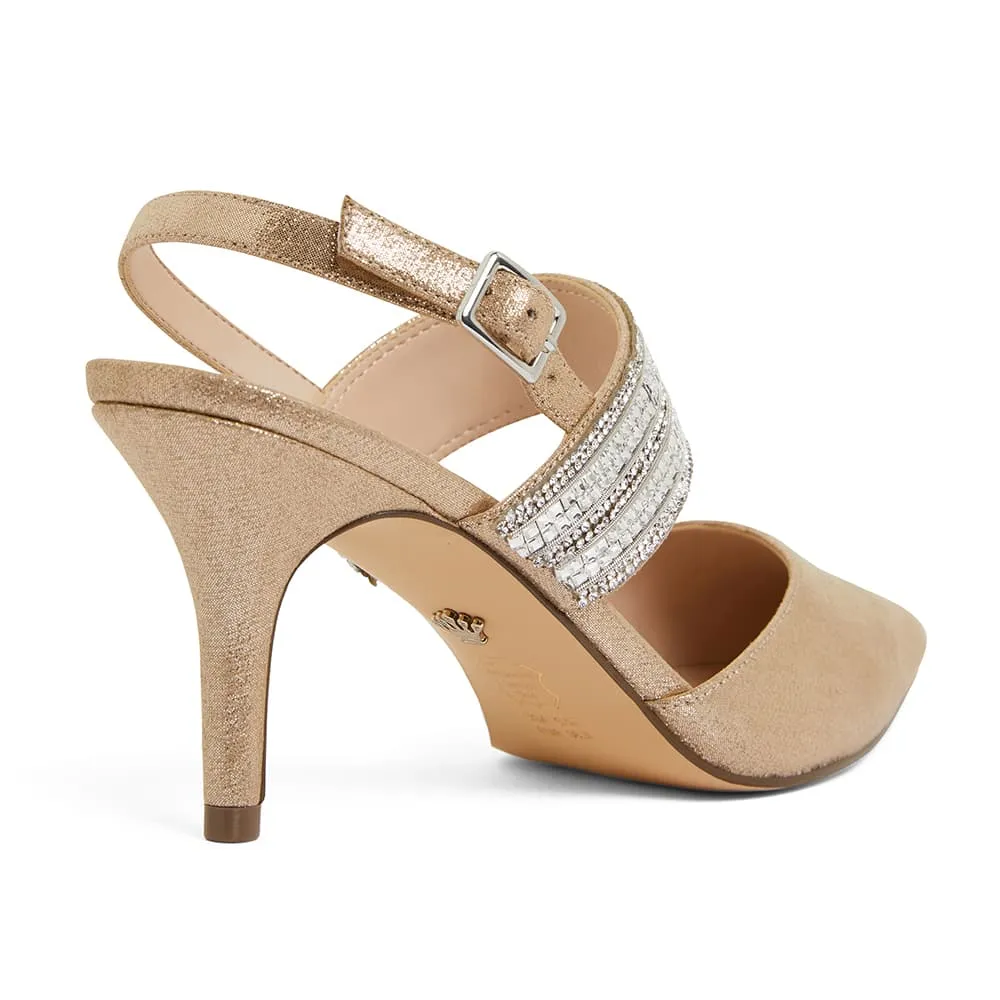 Treena Heel in Taupe Fabric